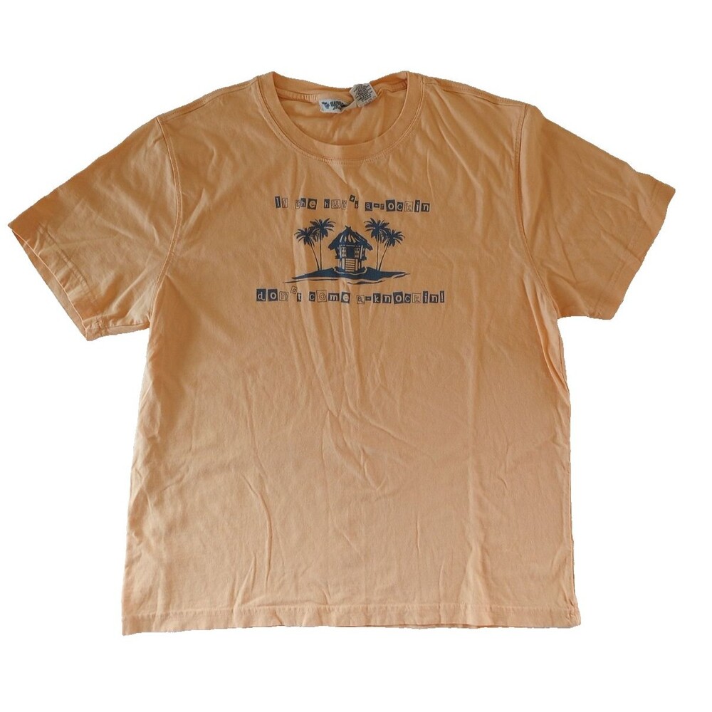 Vtg 90s TShirt If the Huts A Rockin Dont Come Knockin XL Orange Hawaiian Tropic